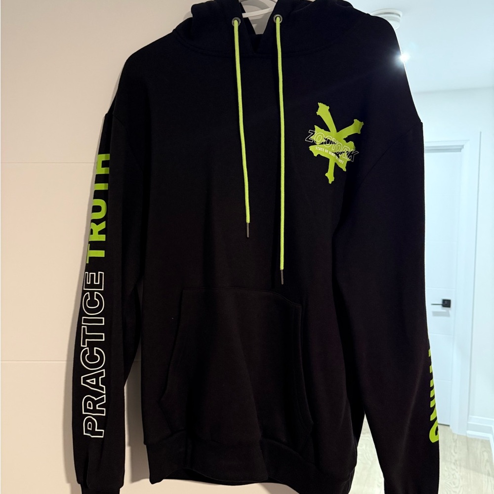 Black Zoo York Hoodie with Neon Green Accents